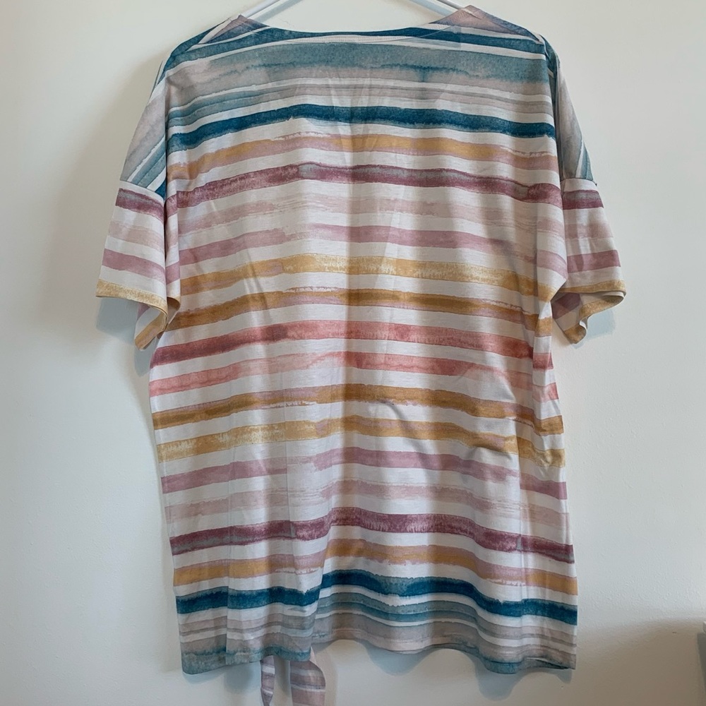 EST. 1946 Multicolored Striped Shirt with Tie in Front, Size Xlarge - Picture 2 of 5